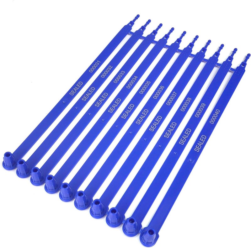 Kocents 100PCS Plastic Truck Seals,Tamper Evident,Each Seal is Numbered Sequentially,Use for Logistics Truck,Trailer, Container Disposable Plastic Seal, Plug-in Type (Dark Blue) - Image 5